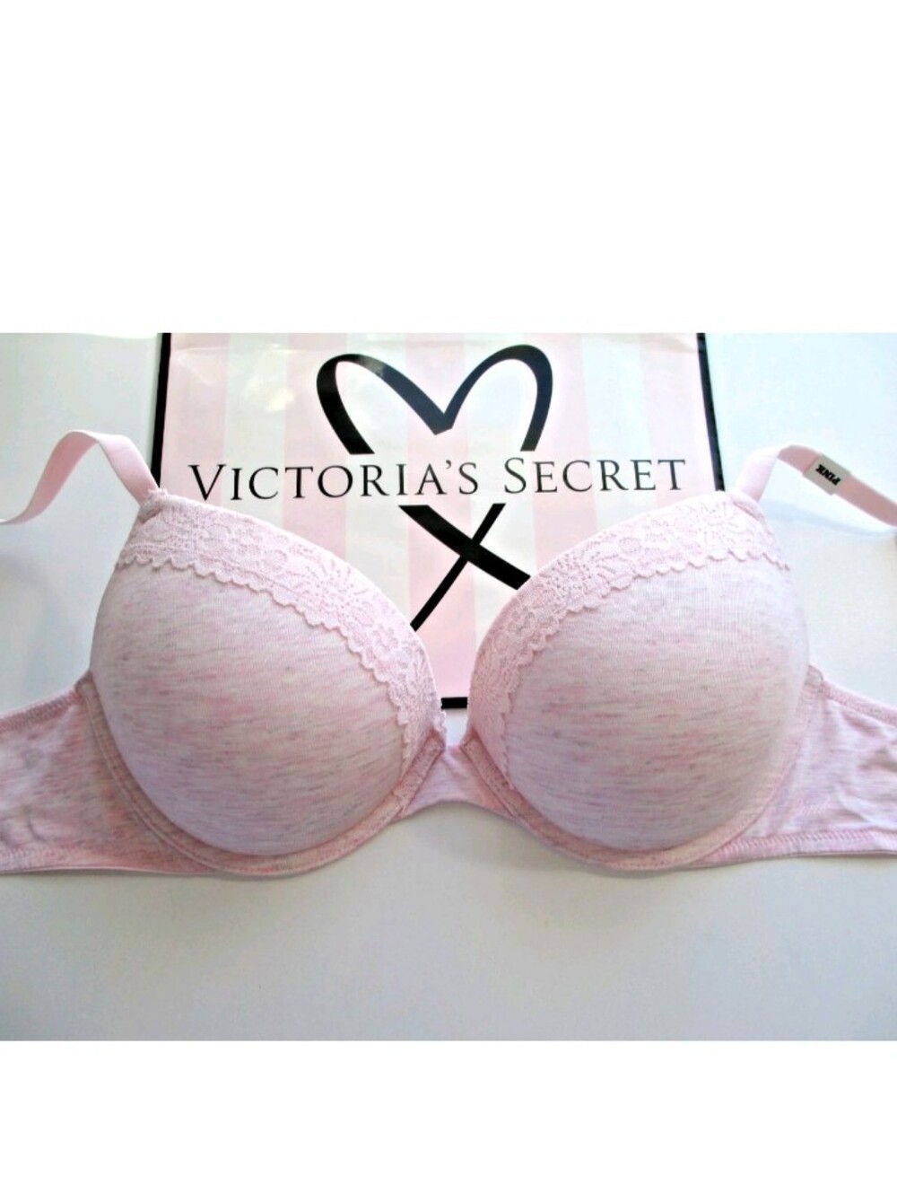 VICTORIA'S SECRET PINK Super Push-Up Bra Pink Heather Shine 34B 34C 34D 40B 40C